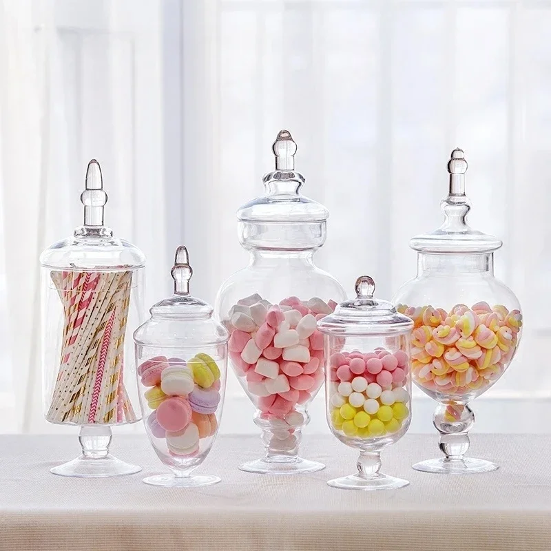 

Crystal Wedding Decor Transparent Glass Crafts Three Styles Candy Jars Grain Storage Bottle