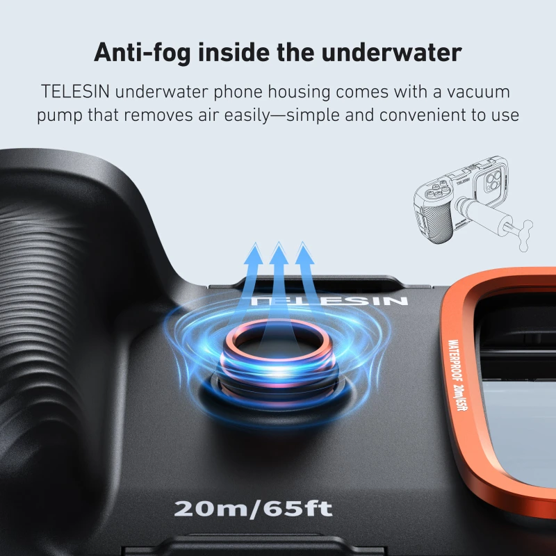 Carcasa Sumergible TELESIN de 20m/65 pies, Funda Protectora Universal con Asa para Smartphones de 5.4-6.9 Pulgadas para Fotos y Videos