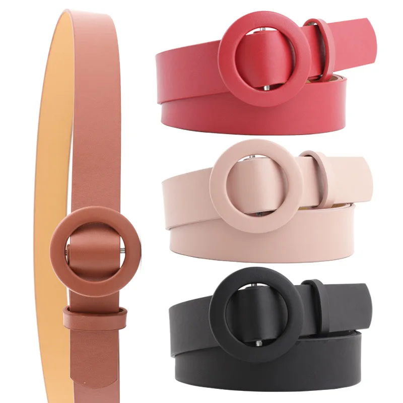 

Fashionable PU leather black belt, high-quality trendy women's belt, durable work belt