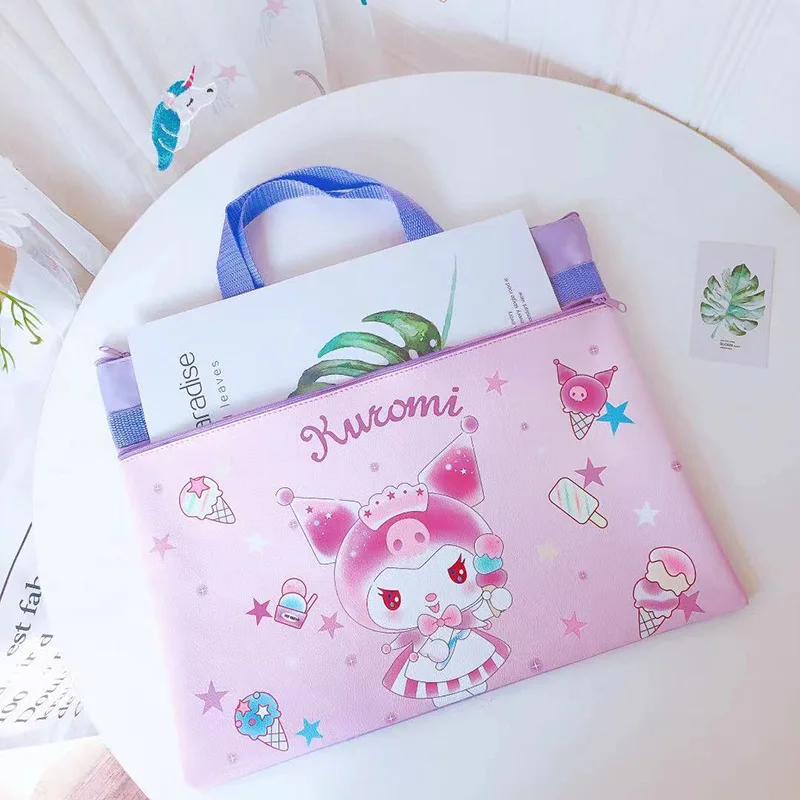 Hello Kitty Kawaii Bags Data File Storage Bag Japanese Cute Cartoon Portable File Holder My Melody Shopping Bags Home Storage