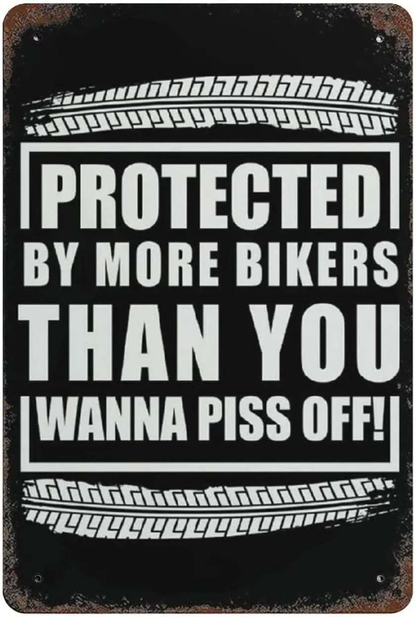 Youpinnong Protected by More Bikes Metal Tin Signs Motorcycle Biker Racing Iron Painting Posters Wall Decoration Plaque Garage B