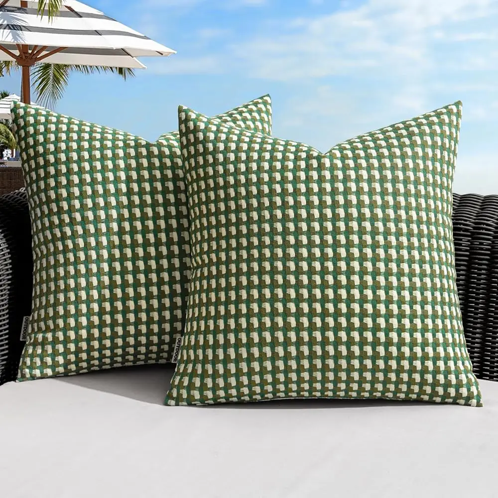 

Pa Of 2 Outdoor Throw Pillow Covers Decorative Farmhouse Square Waterproof Pillows For Tent Patio Garden Balcony Sofa, 20X20 H