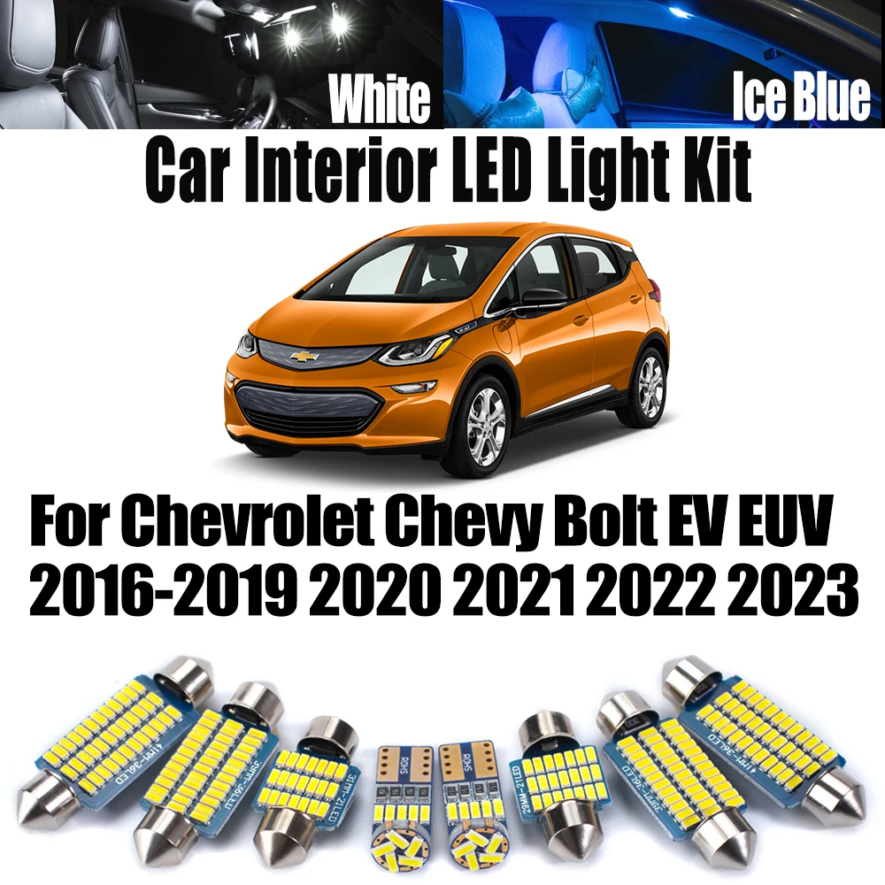

9 шт. для Chevrolet Chevy Bolt EV EUV 2016-2020 2021 2022 2023 Canbus светодиодный внутренний светильник MapDome потолочный светильник комплект автомобильных ламп