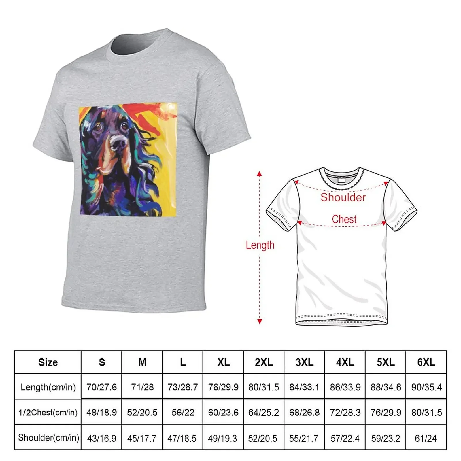 Gordon Setter Dog Bright colorful pop dog art T-Shirt new edition quick drying sweat Men's cotton t-shirt