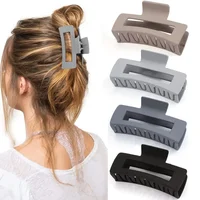 Pinzas para el pelo de tiburón esmeriladas simples, Color caramelo, antideslizantes, Clip de mandíbula cuadrado grande en forma de cruz para mujeres y niñas, cabello largo fino y grueso