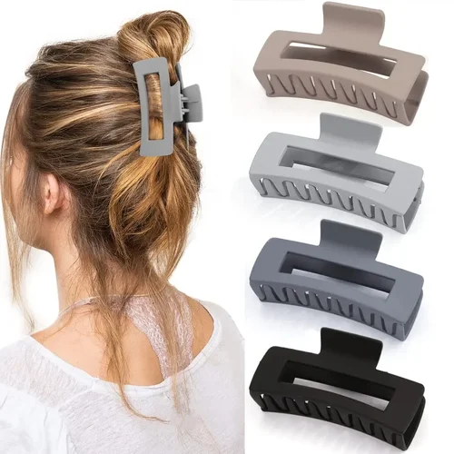 Pinzas para el pelo de tiburón esmeriladas simples, Color caramelo, antideslizantes, Clip de mandíbula cuadrado grande en forma de cruz para mujeres y niñas, cabello largo fino y grueso