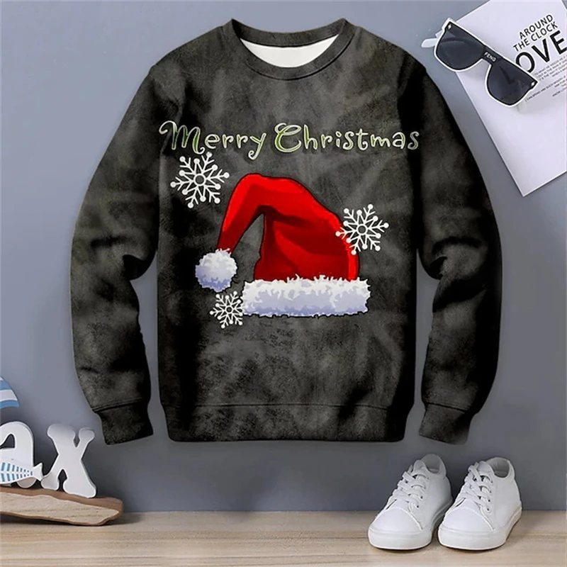 Christmas Fashion Men Women Sweatshirt 3d Print Santa Claus Sweatshirt Cute Reindeer Graphic New Year Kids Pullover Dropshipping