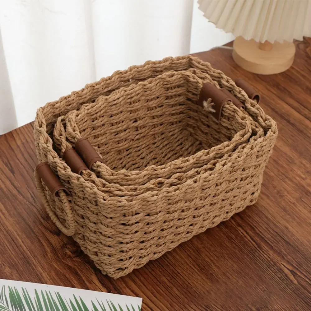 Woven Cosmetics Storage Basket Handmade Decorative Snacks Storage Containers Simple Multi-functional Storage Bins