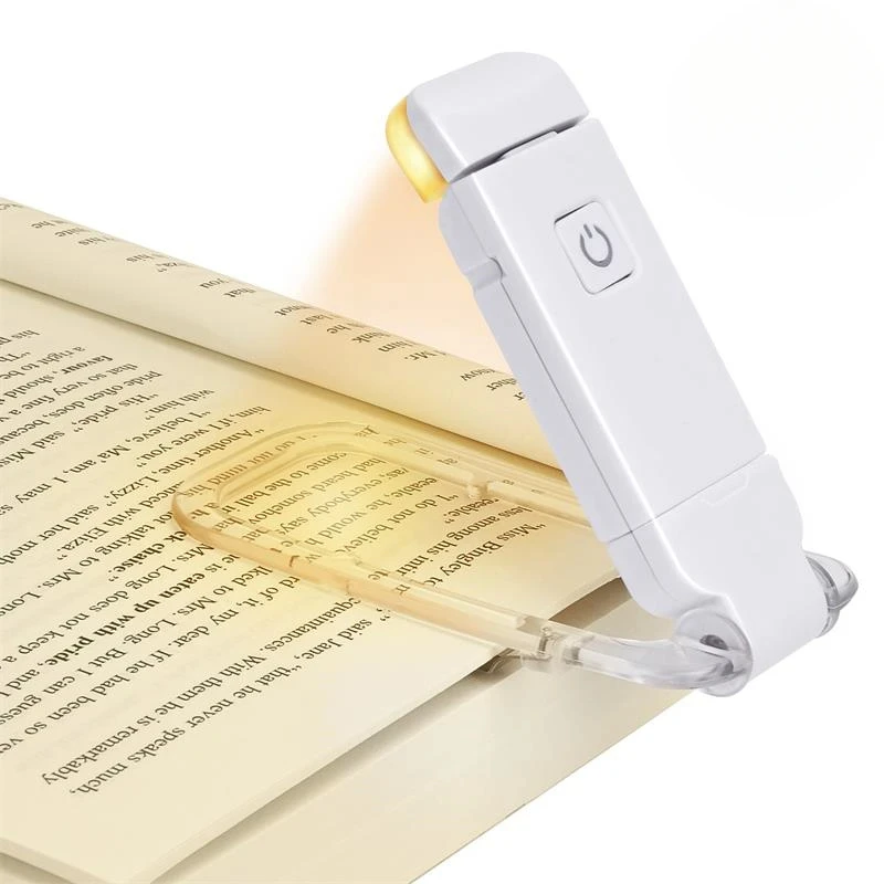 

USB-перезаряжаемая книжная лампа с зажимом — светодиодная лампа для чтения и ночник для ухода за глазами, портативная настольная лампа с дизайном закладок