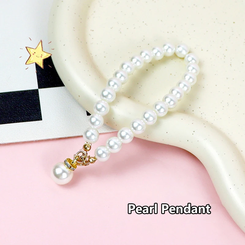 Pearl Chains Key Pendant With Drill Bag Accessories Mobile Car Accessories Earphone Cover Decoration Creativity