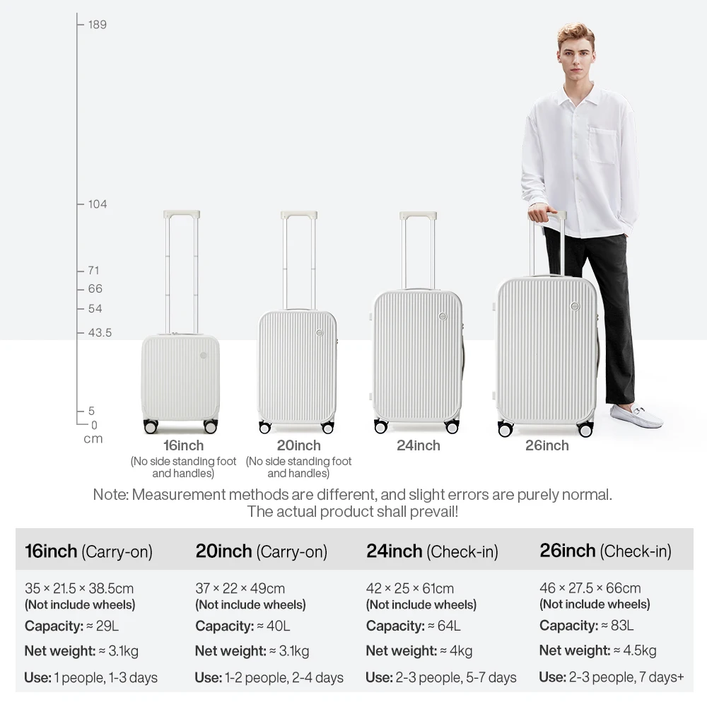 Mixi 20 pulgadas equipaje de viaje a rayas tamaño de cabina equipaje ligero estuche de transporte de mano rueda rodante maleta de PC 24 26 pulgadas