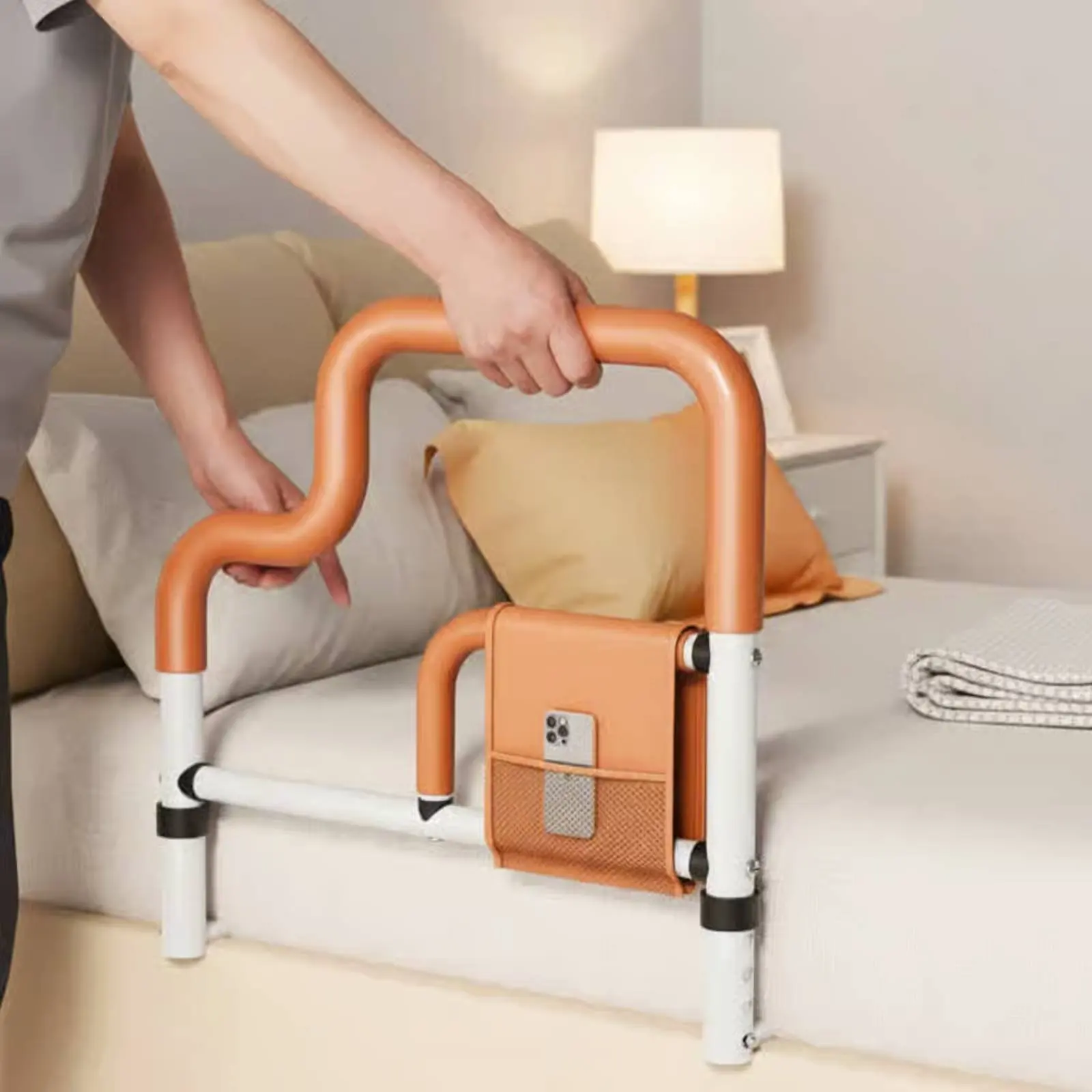 Barra de Apoyo para Cama con Agarre de Espuma Antideslizante, Asistencia para Levantarse para Personas Mayores, Barra de Agarre para Cama, Montaje sin Herramientas, para Adultos