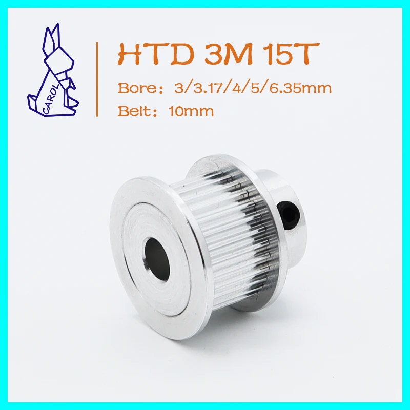 

HTD 3M 15Teeth Timing Pulley Bore 3/3.17/4/5/6.35mm For Width 10mm Belt 3M Belt Pulley 15T Gears Synchronous Wheels HTD3M Pulley