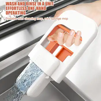 Samostlačovací mop na úzké prostory, hands-free houbička, mop na okno auta, koupelnu, jídelní stůl, garáž, malé mopy pro mokré i suché čištění 6 nejlepší prodej vesmírný mop - №1