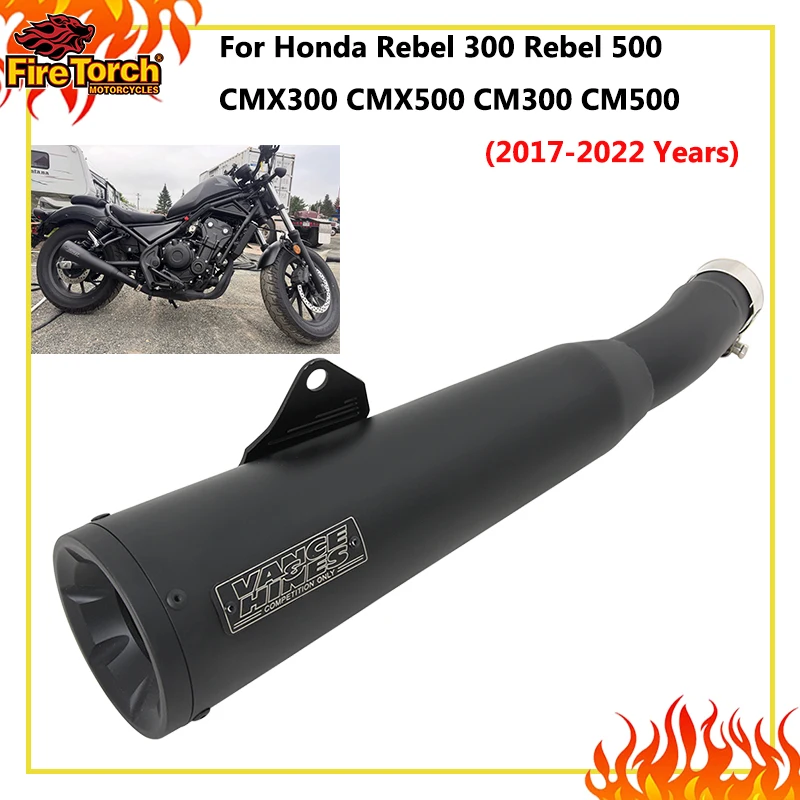 Motorcycle Exhaust Escape Systems With Middle Link Pipe Muffler For Honda REBEL 300 500 CMX 300 500 CM300 CM500 2017 - 2022