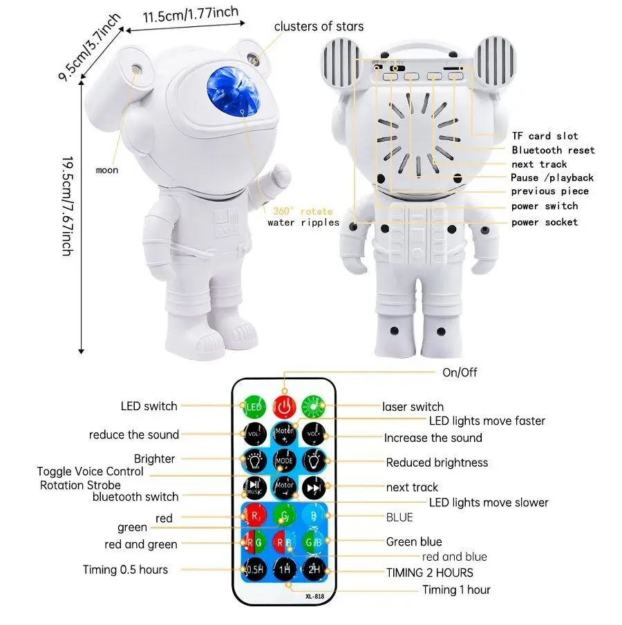 Astronaut Projector Galaxy Starry Sky Night Light Ocean Star LED Lamp Remote