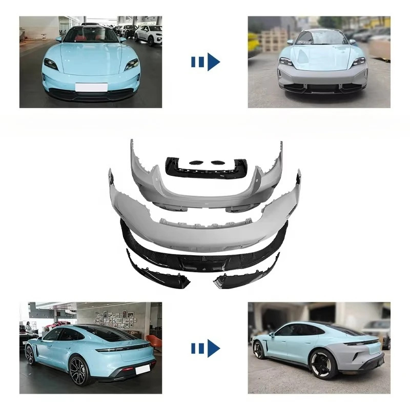 Car Styling Old to New Turbo S Body Kits for  Taycan Turismo Front Bumper Lip Rear Air Vents Upgrade Facelift Bodykit