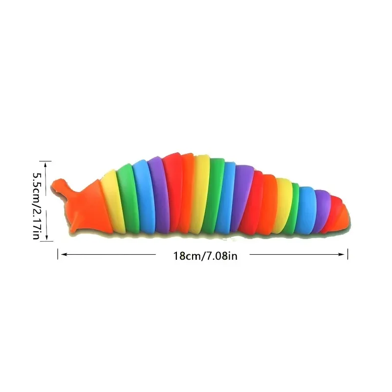 Fidget Slug juguete para niños 18cm 3D colorido sensorial Slug alivia diversión juguete de descompresión creativo Twist Caterpillar Fidget Toys