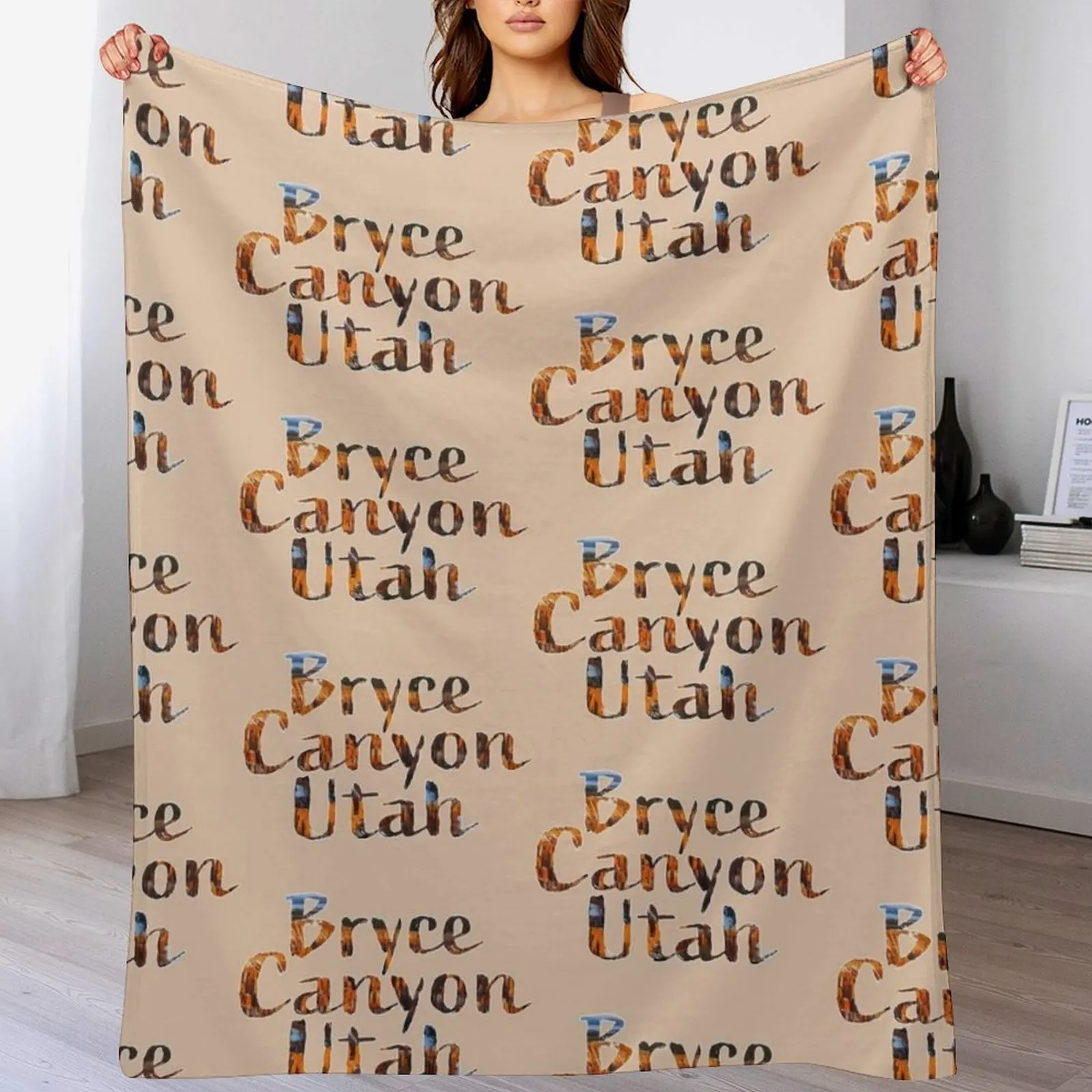 

Bryce Canyon Utah, cool lettering design Throw Blanket Cozy Light Blanket for Travel Camping Picnic