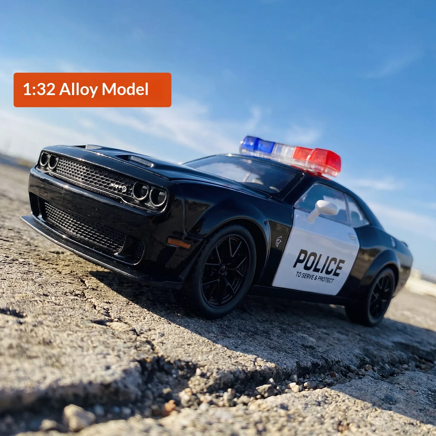

1/32 metal die-cast Hellcat police car model alloy body pull-back children's toy car boy birthday gift Halloween ornaments