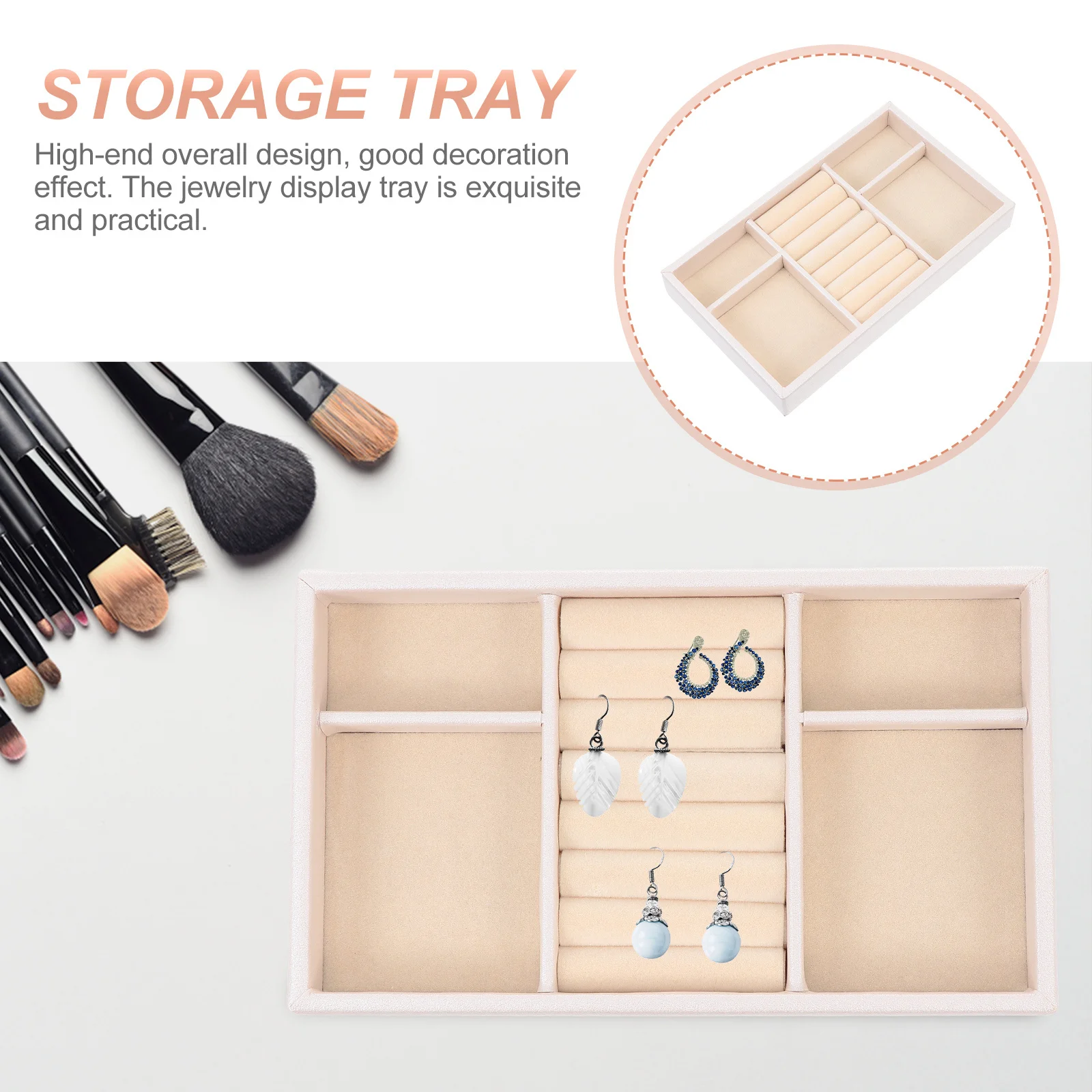 

1Pcs Multifunctional Jewelry Storage Tray Flannel Jewelry Display Organizer for Home Dressing Table Desktop Ring Earring Storage