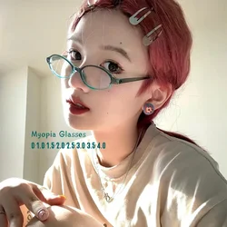 Vintage Oval Small Frame AntiBlue Light Nearsighted Eyewear Finished Ladies Myopia Glasses Prescription Minus Diopter Eyeglasses
