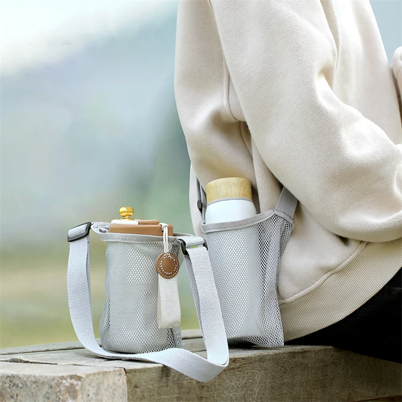 Con tracolla retrattile borsa per tazza d'acqua utile accessori per tazza a rete custodia per tazza custodia per ombrello borsa visibile campeggio all'aperto