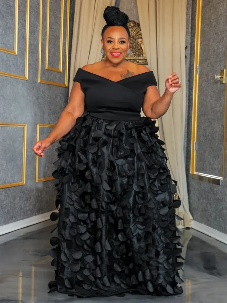 فساتين Wmstar مقاس كبير للنساء للبيع بالجملة فستان شبكي مرقع بدون أكتاف عالي الخصر لحفلات أعياد الميلاد المسائية جديد في الصيف #3