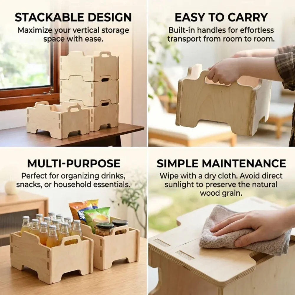 【Big Deal】Real Wood Bar Beer Handle Storage Box,Multi-Layer Design, Universal Wooden Organizer Simple Style Storage Rack