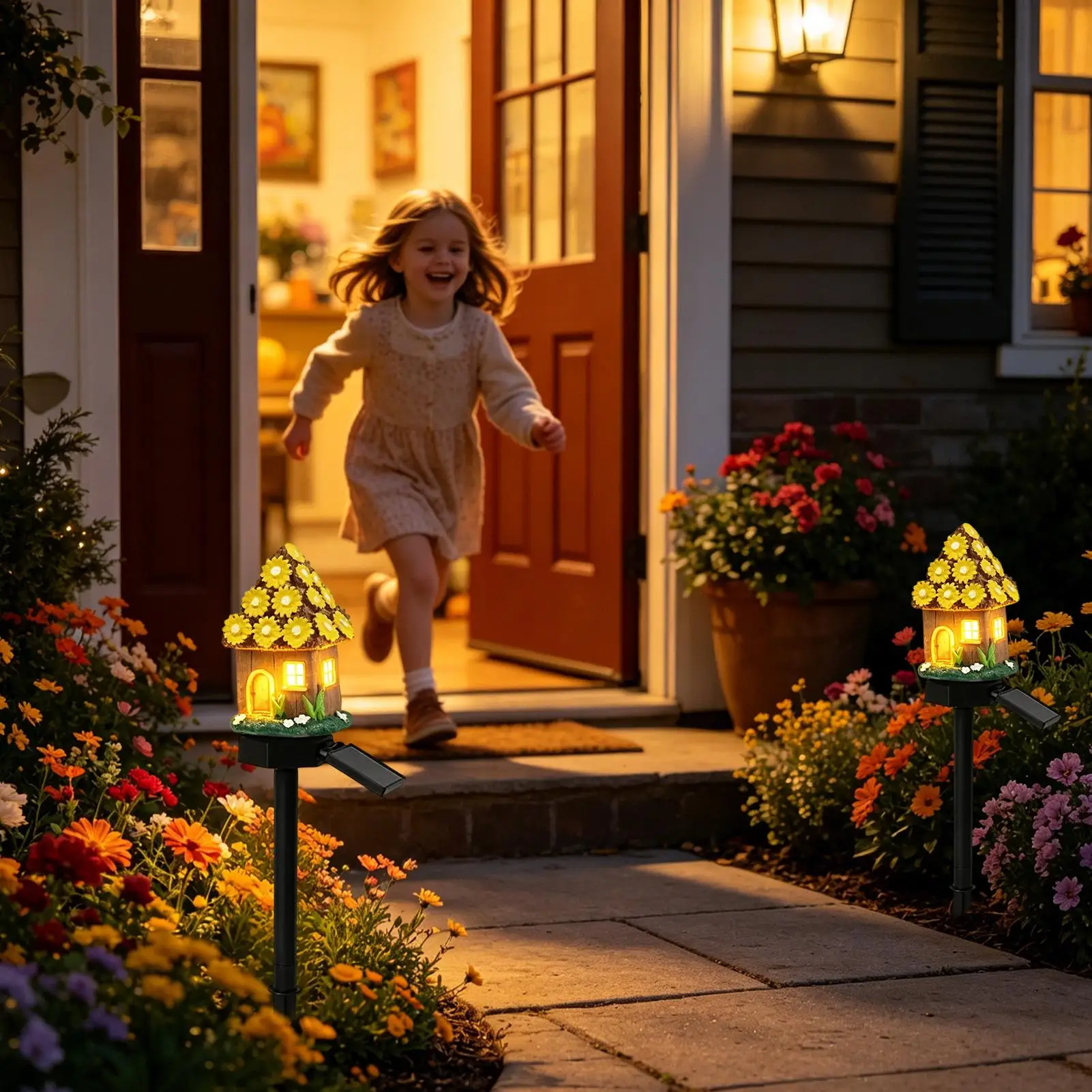 

Mushroom Solar Lights Auto On/Off Cottage LED Statue Lamp Fairy Houses Mushroom Garden Decor For Flower Bed Yard Balcony Patio