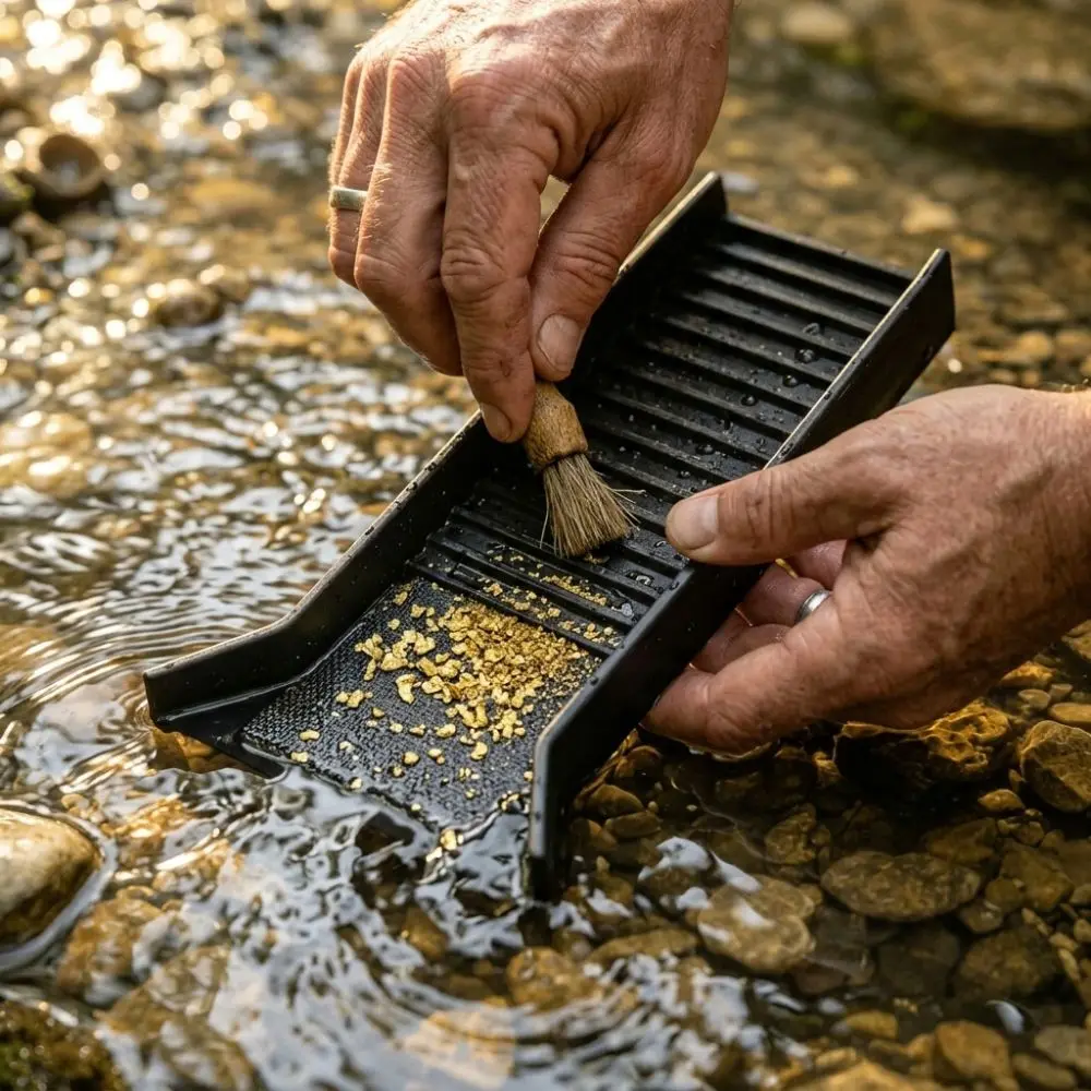 Manual Outdoor Gold Panning Sluice Handheld High-Efficiency Field Gold Sluice Box Fine Gold Capture Wear Resistant