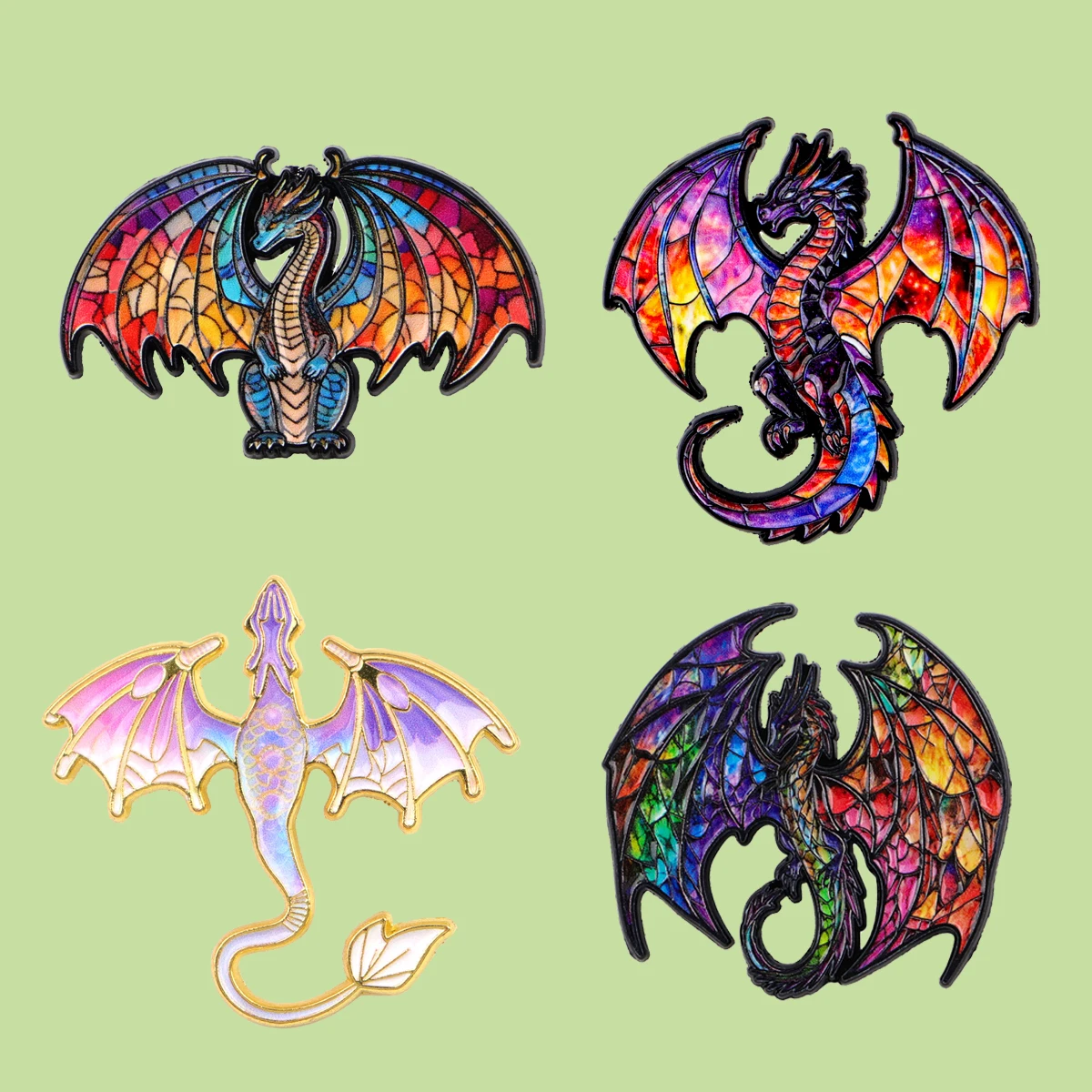 4 unids/set colorido dragón esmalte Pin Arco Iris Animal solapa Pins insignias en mochila broches para mujeres joyería regalos para amigos