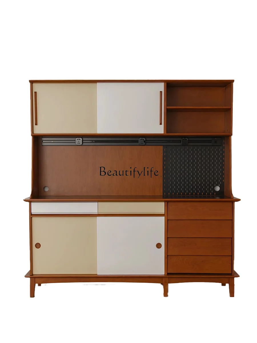 

Solid wood dining side cabinet retro rock slab kitchen dining room antique locker