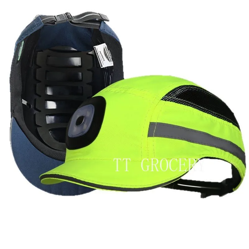 High-Brightness LED Light-Equipped Anti-Collision Cap Fishing Baseball Cap Outdoor Camping Lighting ABS Anti-Fall Safety Helmet