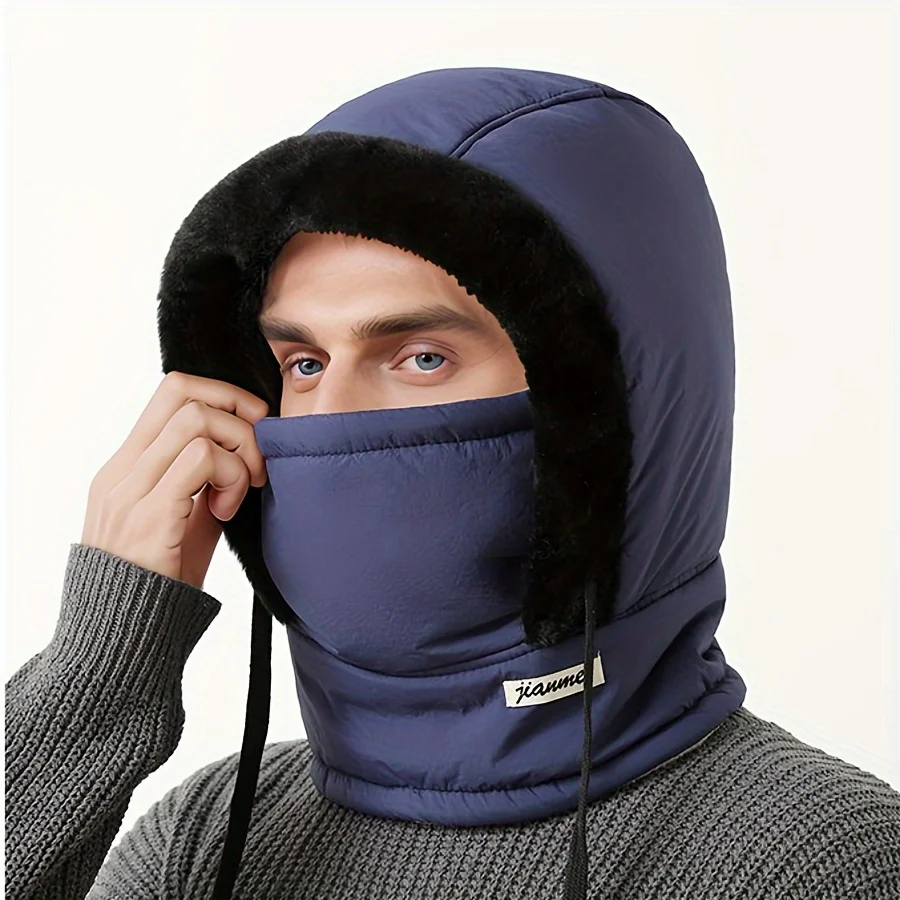 1 unidad de rebaba artificial negra: cubierta facial completa a prueba de viento y cubierta aislante para el cuello, adecuada para deportes de invierno, esquí