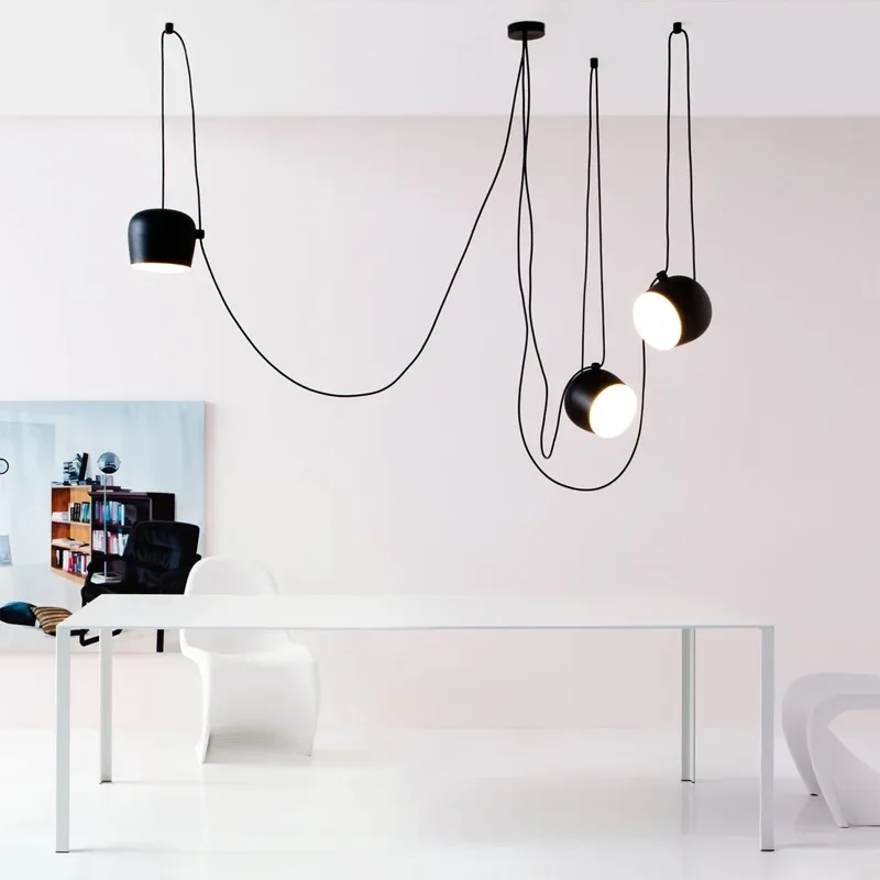 

Italian Industrial Flos Black and White Chandelier Multi-point Adjustable Restaurant Lamp Bar Office LED Lighting pendant light