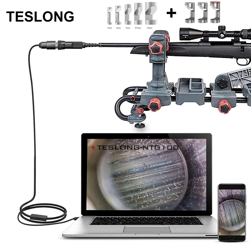 Teslong-câmera Borescope Rifle Caça Digital Âmbito de Limpeza Ntg100 Lente mm Espelho Lateral Pcs