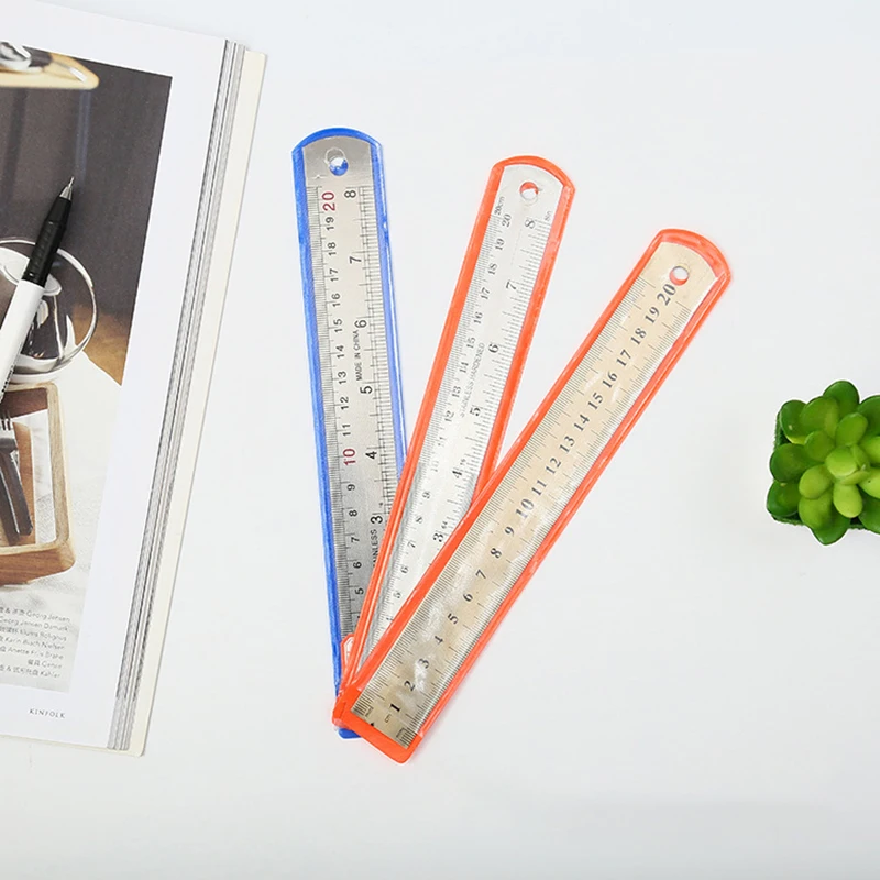 Metal Ruler Stainless Steel Straight Ruler 15/20/30cm Student Rulers Precision Double Sided Measuring Tool For Woodworking Draw