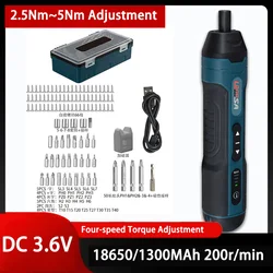 2.5-5Nm 200rpm 3.6V 1300mAh Rechargeable Electric Screwdriver Set Small And Powerful Mini Cordless Battery Screwdriver Bits Kit