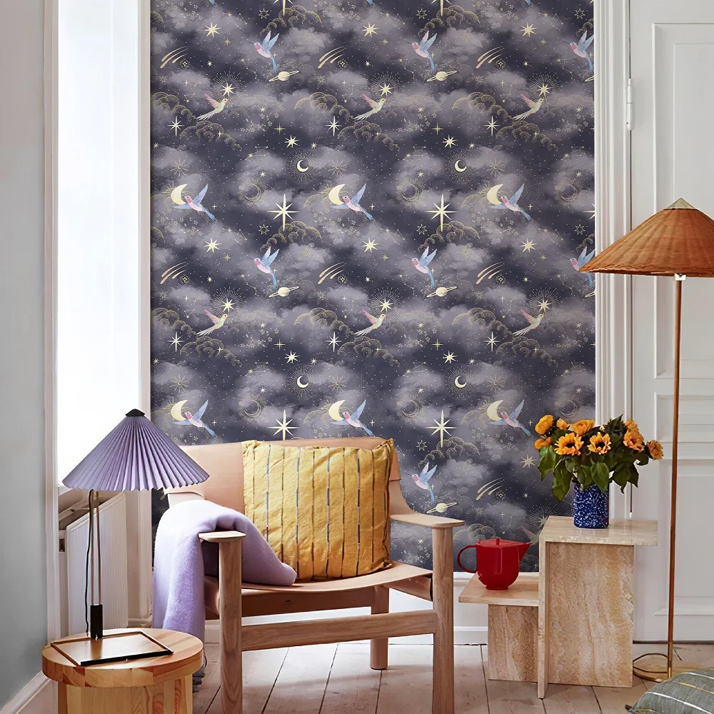 حالمة السماء المرصعة بالنجوم ذاتية اللصق خلفية غرفة نوم ديكور المنزل خلفيات PVC مقاوم للماء الأثاث القابل للإزالة ملصقات الحائط