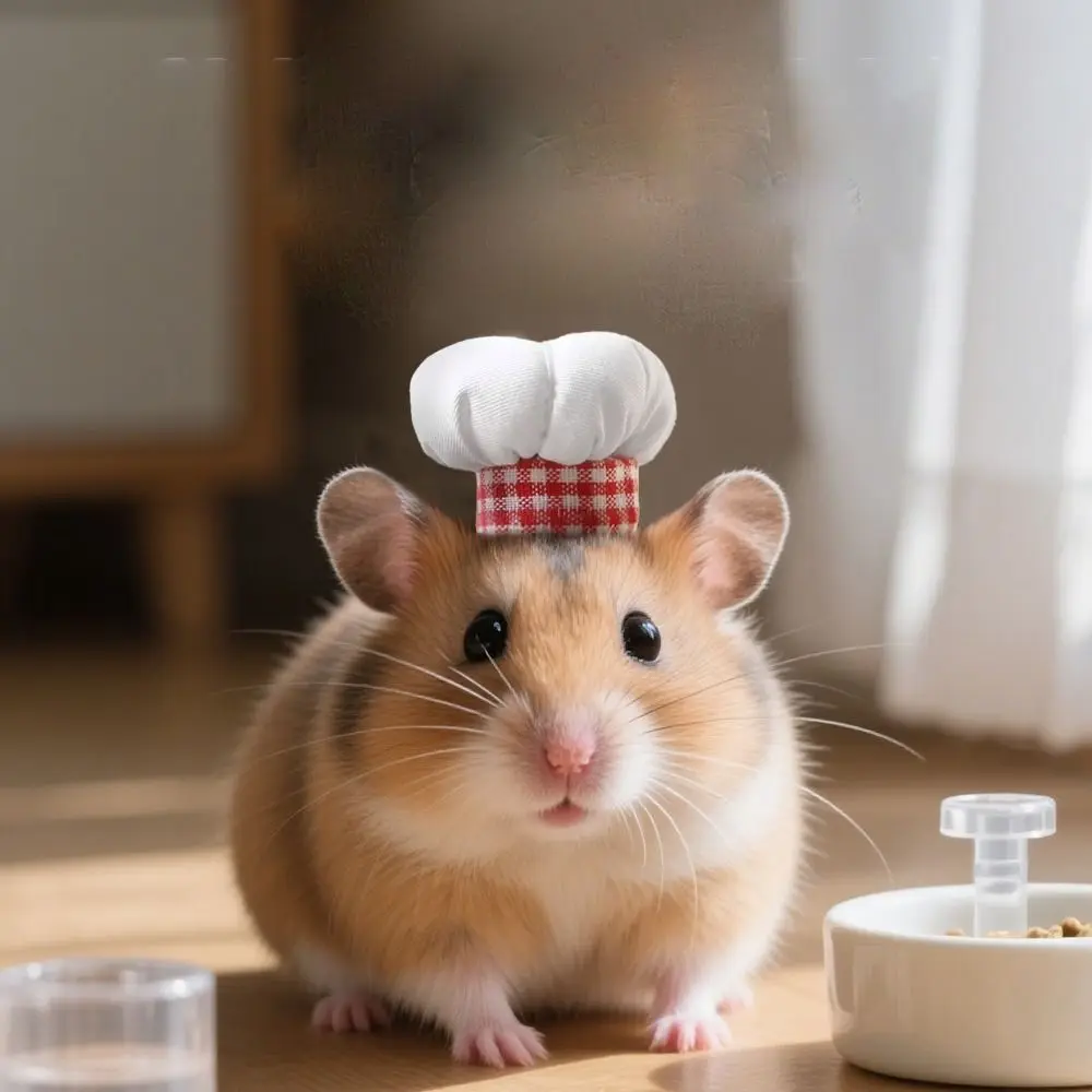 

Забавная регулируемая шапка-шляпа шеф-повара для хомяков, удобная декоративная шапка для косплея хомяка, дышащая шапка-костюм для питомца, праздничный наряд