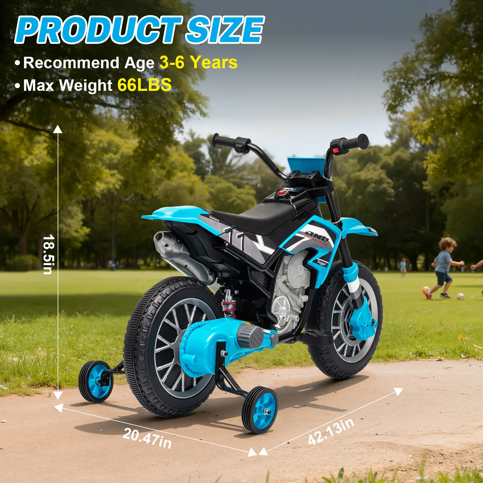 12v crianças motocicleta elétrica bicicleta da sujeira para crianças, passeio a bateria no carro de brinquedo para o presente das crianças, com rodas auxiliares de segurança