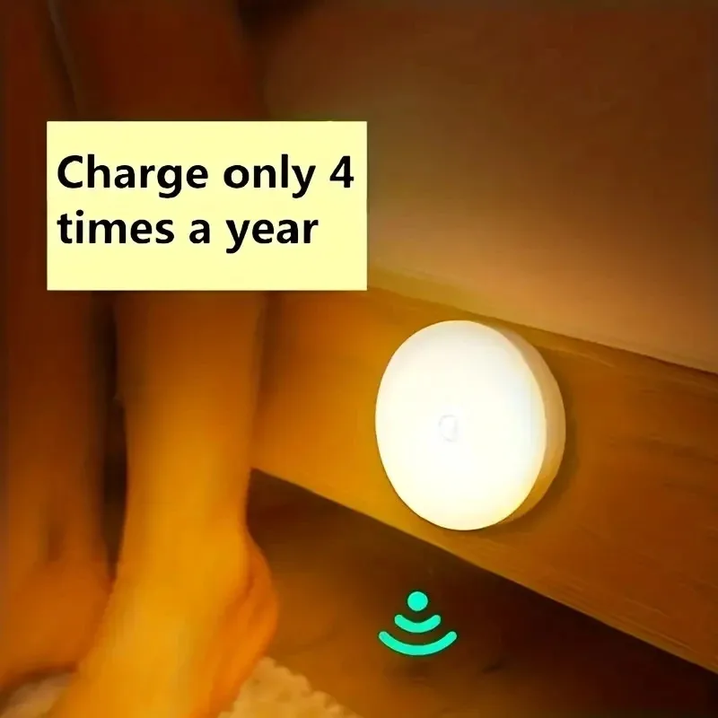 1 unidade de Luz Noturna com Sensor de Movimento - Lâmpada LED Sem Fio para Quarto, Escada, Armário e Decoração de Ambientes