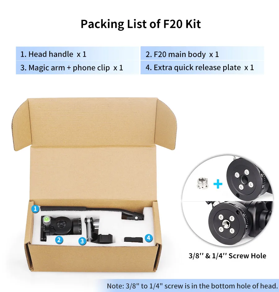 INNOREL F10/F20 Mini Stativ Flüssigkeit Kopf Neigung Kopf, Metall Kamera Video Stativ Kopf mit Arca Swiss Q.R.Platten für Video DSLR Kamera – Detail 12