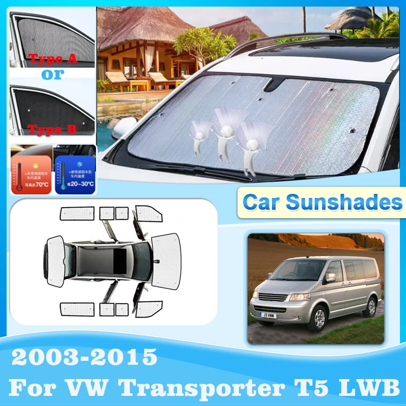 

Car Coverage Sun Shade For VW Transporter T5 Accessories Multivan Caravelle LWB 2003-2015 Window Sunshade Sun Visors Accessories