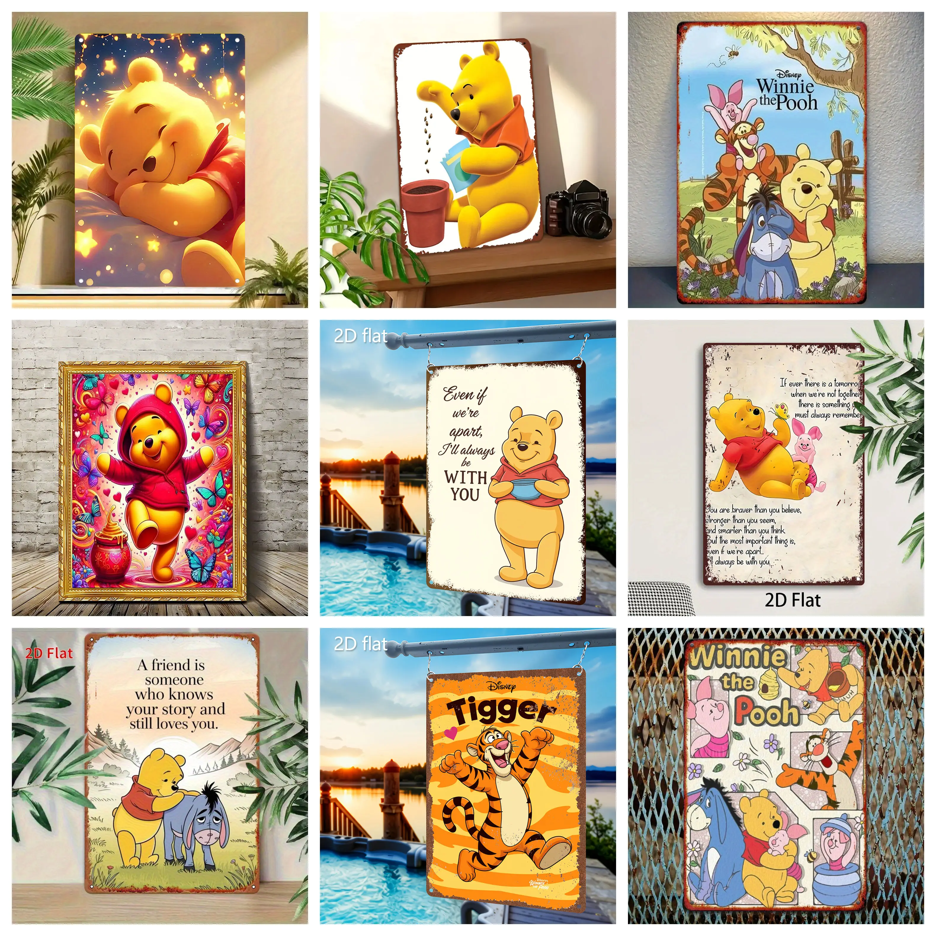 

Miniso Disney Winnie the Pooh Fun Tin Painting Bar Metal Sign, Retro Plaque, Alcohol Drinker, Pub, Club, Kitchen Wall Decoration