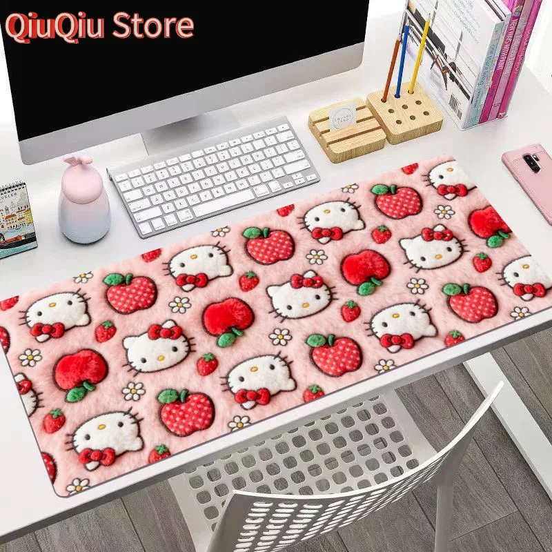 Mới hellokitty Quá Khổ Miếng Lót Chuột Cô Gái In Hình Trái Tim Giả Sang Trọng Bàn Phím Miếng Lót Đường May Chống Trơn Trượt Chốn
