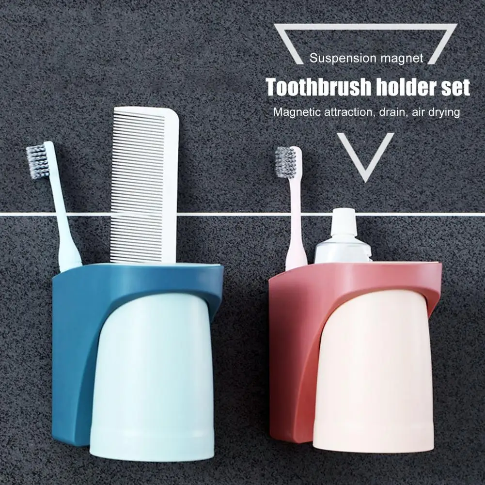 1/2Pcs Toothbrush Holder with Storage Compartment Toothbrush Stand Strong Load-bearing Cup Holder Bathroom Organizer