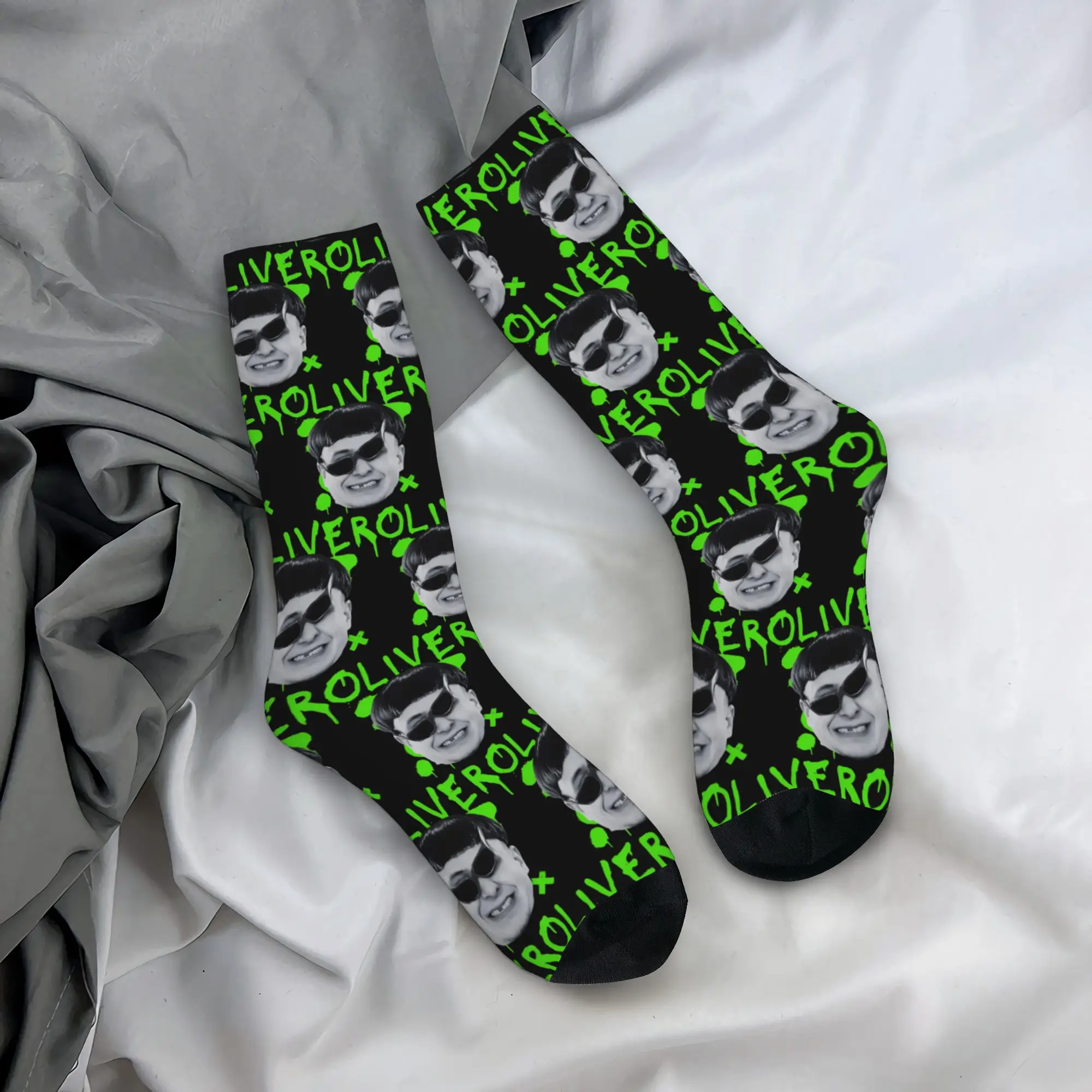 Winter Warm Colorful Unisex Green Oliver Tree Rapper Rip Socks  Sweat Absorbing Basketball Socks