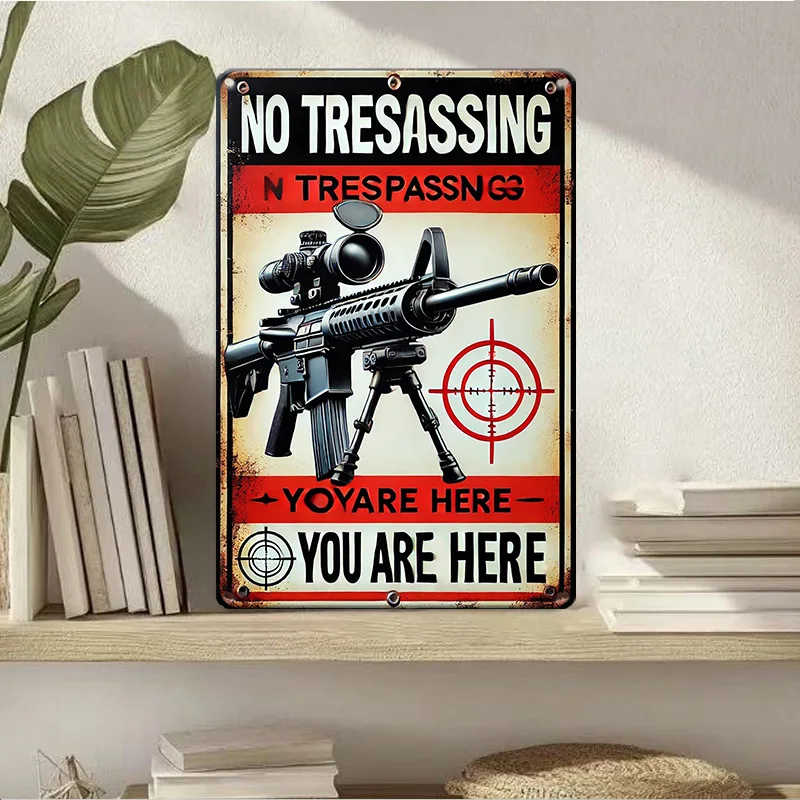No Trespassing Vintage Tin Sign Wall Decor for Room, Restaurant, Bar, Cafe & Garage Decoration, Perfect for Room Decor